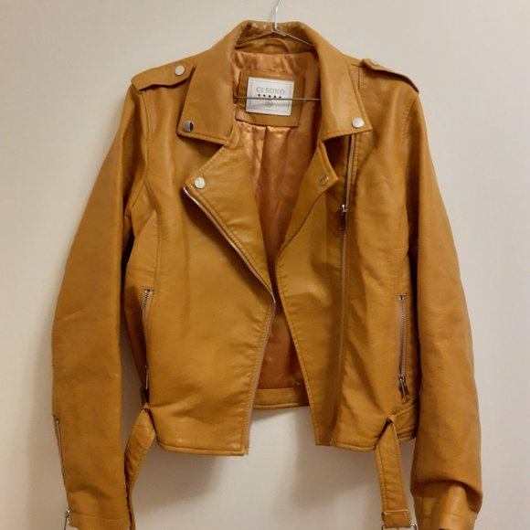 Ci Sono Mustard Vegan Leather Jacket - Picture 1 of 2